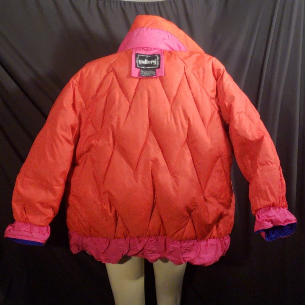 Vtg Gallery Puffer Jacket Neon BarbieCore meshed Gorpcore Style - Picture 5 of 6